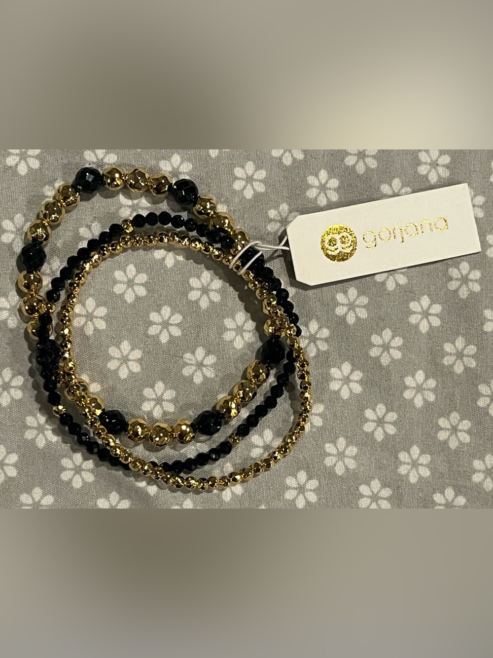 Gold & Black Beaded Stretch Bracelets-set of 3  gorjana NWT